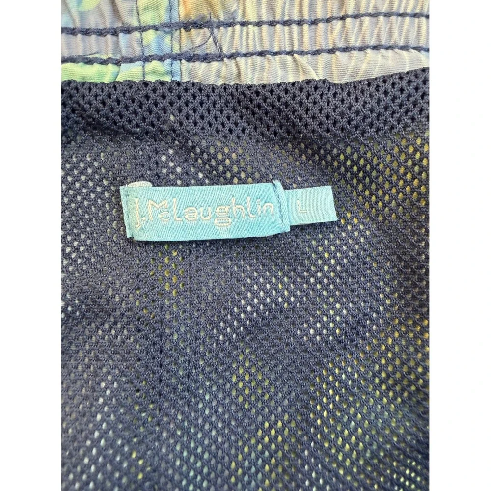 J. McLaughlin Mens Swim Trunks Large Blue Green Zebra Jungle Print Mesh‎ Lined